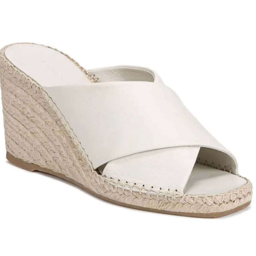 Vince Gaelan Leather Espadrille Wedge Sandal, off white, size 8